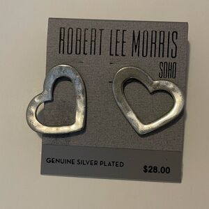 Hammered Heart earrings - silver tone